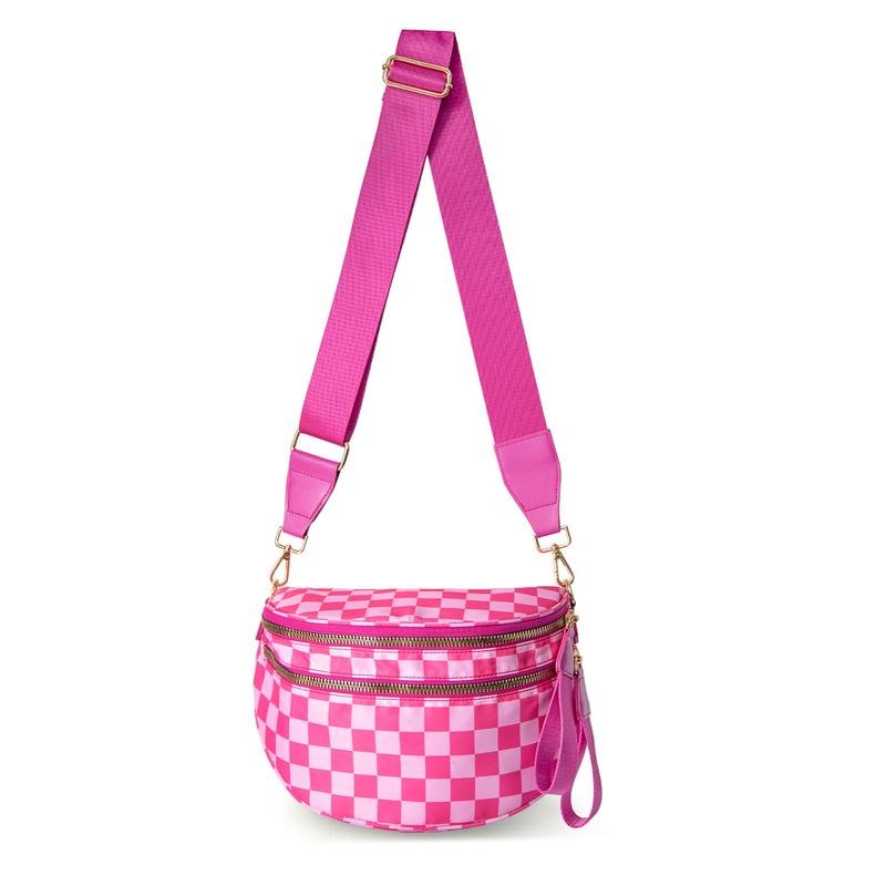 Lisslune | LuxeMosaic Iris Crossbody Bag | Stylish checkerboard purse with adjustable strap for everyday essentials