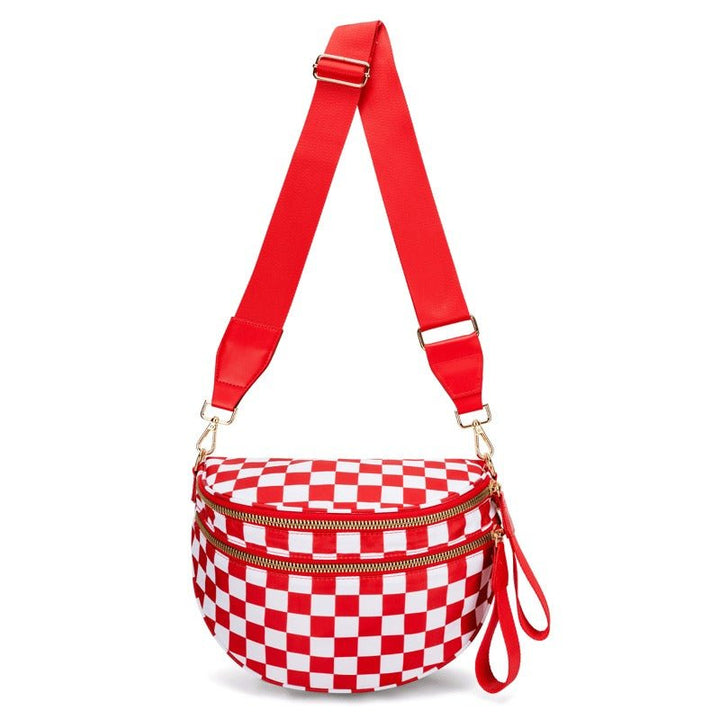 Lisslune | LuxeMosaic Iris Crossbody Bag | Stylish checkerboard purse with adjustable strap for everyday essentials