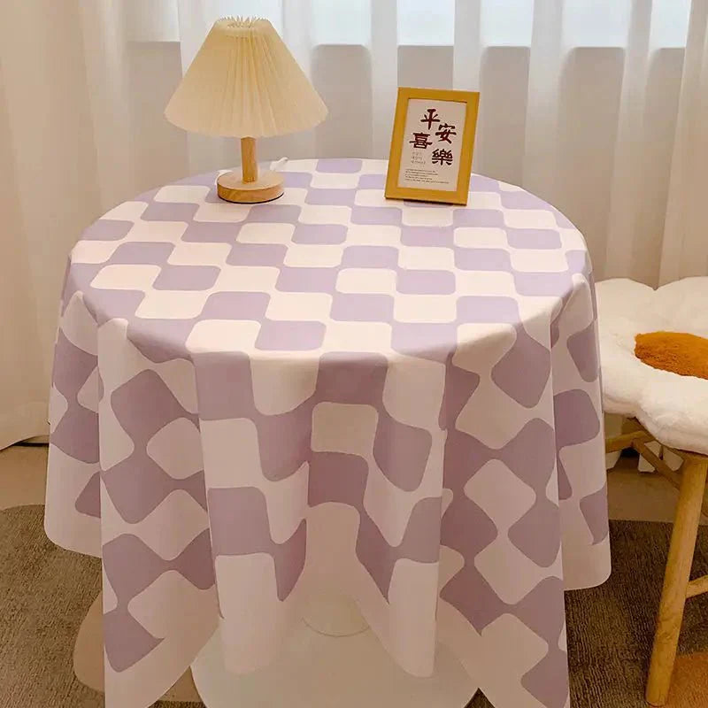 Lisslune | Round tablecloth made of cotton with check pattern