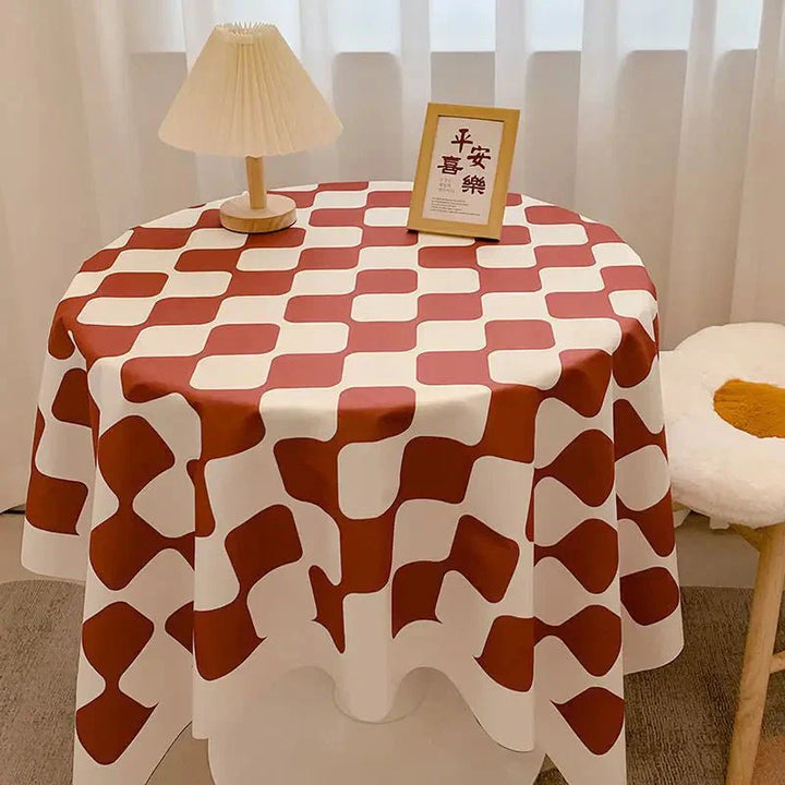 Lisslune | Round tablecloth made of cotton with check pattern