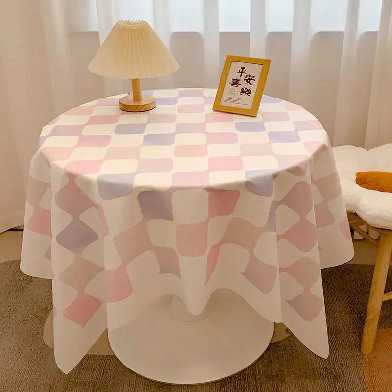 Lisslune | Round tablecloth made of cotton with check pattern