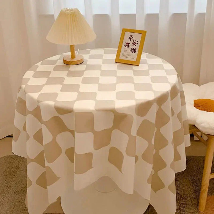 Lisslune | Round tablecloth made of cotton with check pattern