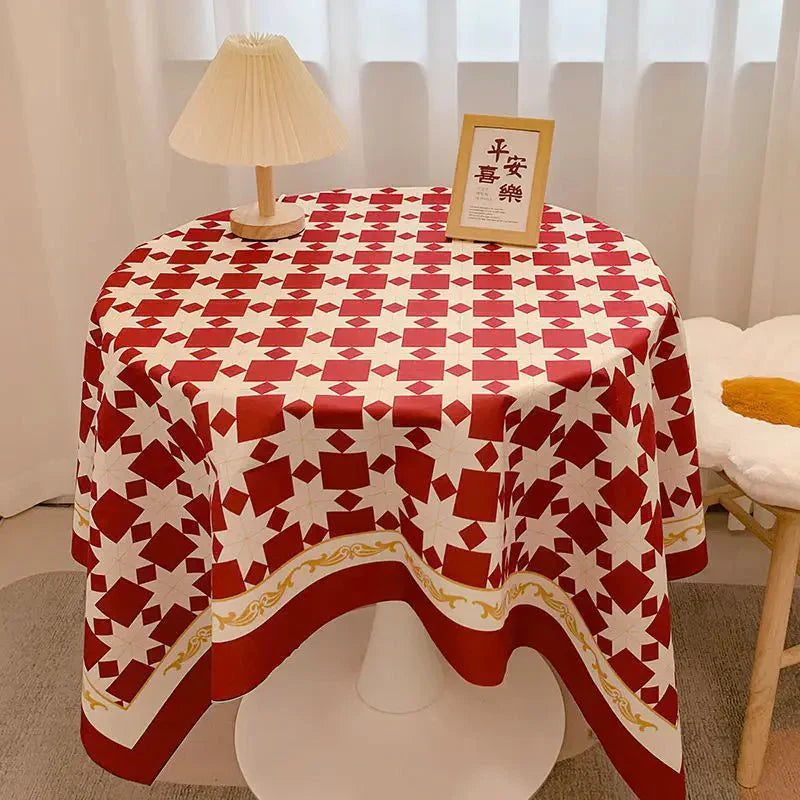 Lisslune | Round tablecloth made of cotton with check pattern