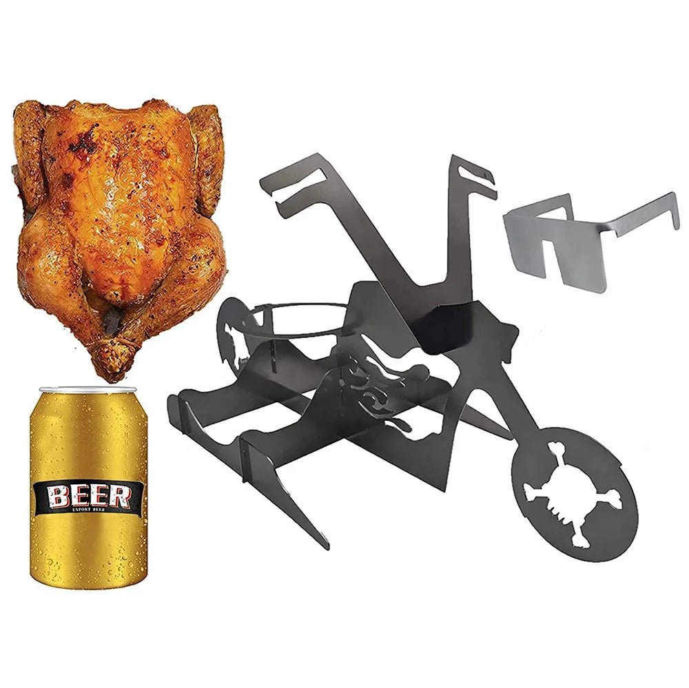 Lisslune | CHICKEN GRILL STAND – Stainless Steel BBQ Rack with Beer Can Holder