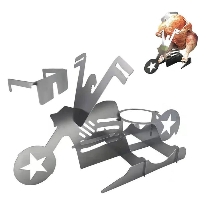 Lisslune | CHICKEN GRILL STAND – Stainless Steel BBQ Rack with Beer Can Holder
