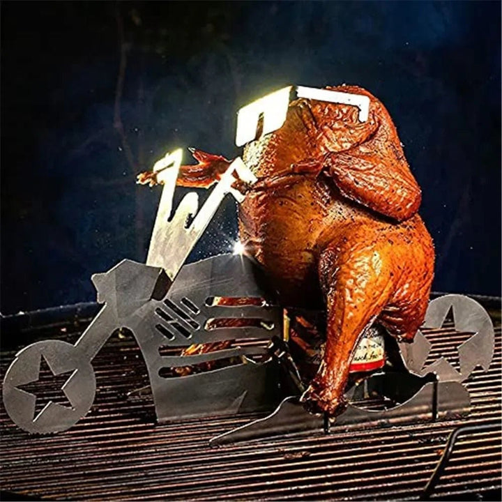 Lisslune | CHICKEN GRILL STAND – Stainless Steel BBQ Rack with Beer Can Holder