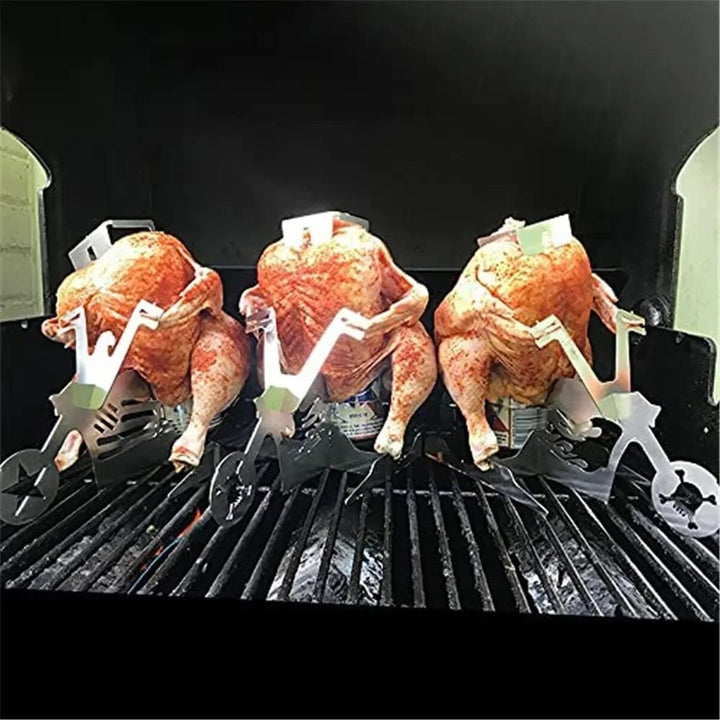 Lisslune | CHICKEN GRILL STAND – Stainless Steel BBQ Rack with Beer Can Holder