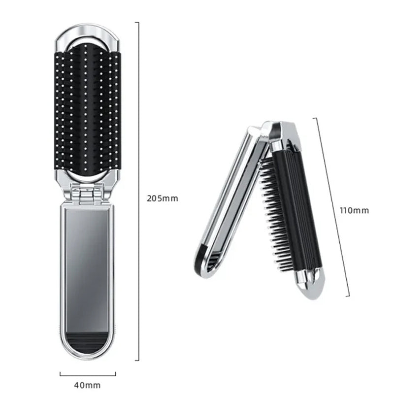 Lisslune | MirrorFlex Travel Mirror Hair Brush | Foldable & Compact | Practical Styling on the Go