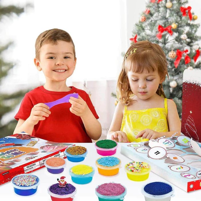 Lisslune | Christmas Advent Calendar 24 Days Crystal Mud Blind Box - Christmas Countdown Toy for Children