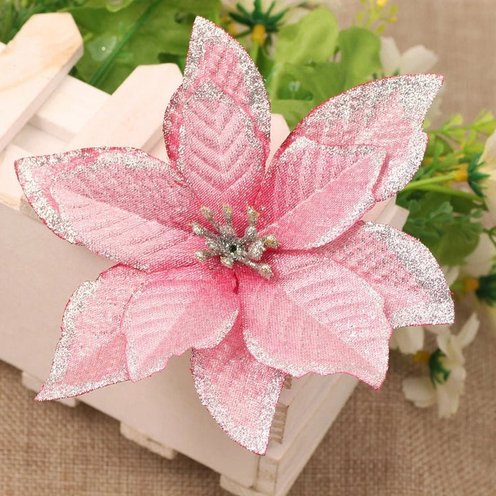 Lisslune | Christmas Artificial Poinsettia Flower Heads Tree Pendants – Beautifully Crafted Artificial Poinsettia Flower Ornaments for a Stunning Holiday Home Makeover