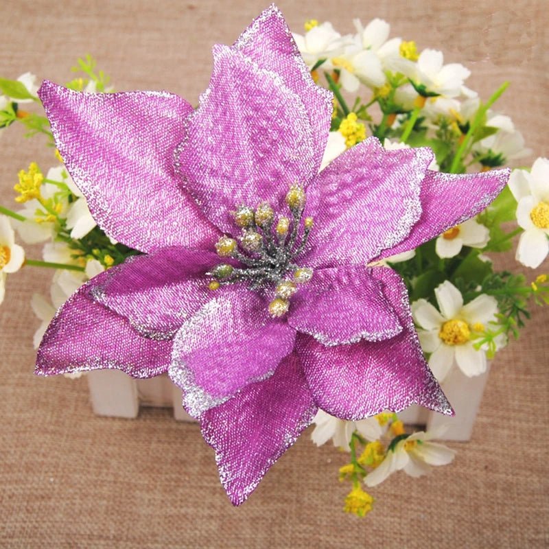 Lisslune | Christmas Artificial Poinsettia Flower Heads Tree Pendants – Beautifully Crafted Artificial Poinsettia Flower Ornaments for a Stunning Holiday Home Makeover