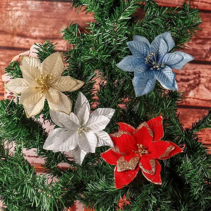 Lisslune | Christmas Artificial Poinsettia Flower Heads Tree Pendants – Beautifully Crafted Artificial Poinsettia Flower Ornaments for a Stunning Holiday Home Makeover