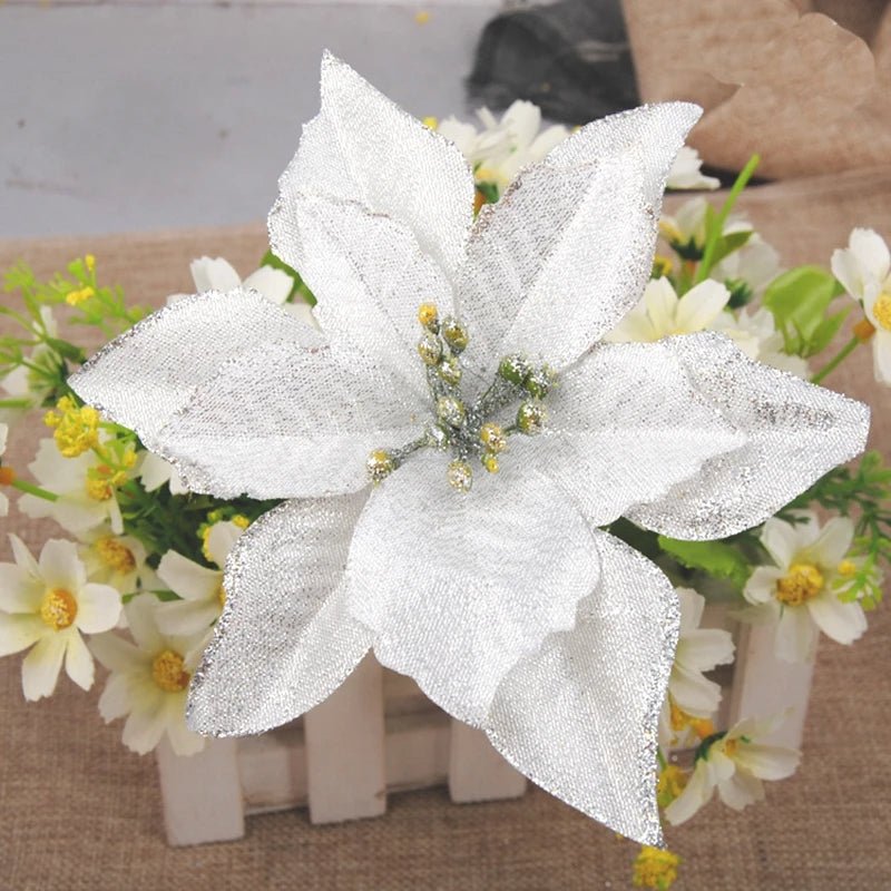Lisslune | Christmas Artificial Poinsettia Flower Heads Tree Pendants – Beautifully Crafted Artificial Poinsettia Flower Ornaments for a Stunning Holiday Home Makeover