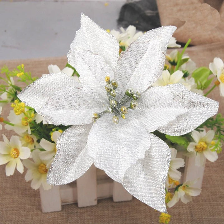 Lisslune | Christmas Artificial Poinsettia Flower Heads Tree Pendants – Beautifully Crafted Artificial Poinsettia Flower Ornaments for a Stunning Holiday Home Makeover