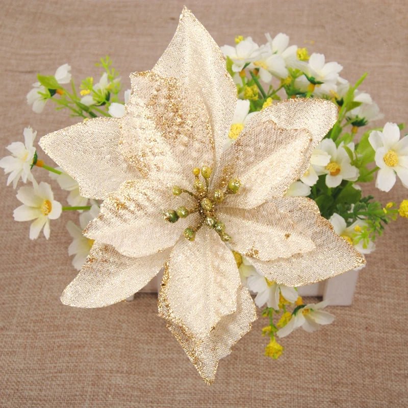 Lisslune | Christmas Artificial Poinsettia Flower Heads Tree Pendants – Beautifully Crafted Artificial Poinsettia Flower Ornaments for a Stunning Holiday Home Makeover
