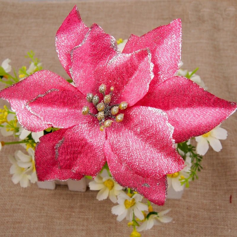 Lisslune | Christmas Artificial Poinsettia Flower Heads Tree Pendants – Beautifully Crafted Artificial Poinsettia Flower Ornaments for a Stunning Holiday Home Makeover
