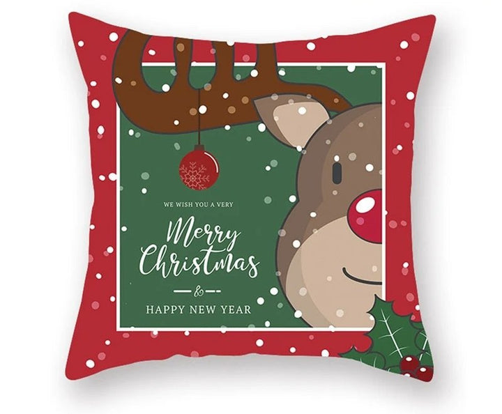 Lisslune | Christmas Cushion Cover – Festive Santa & Elk Design for Holiday Decor & Perfect New Year Gift