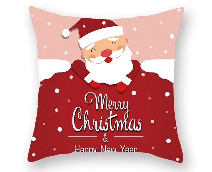 Lisslune | Christmas Cushion Cover – Festive Santa & Elk Design for Holiday Decor & Perfect New Year Gift