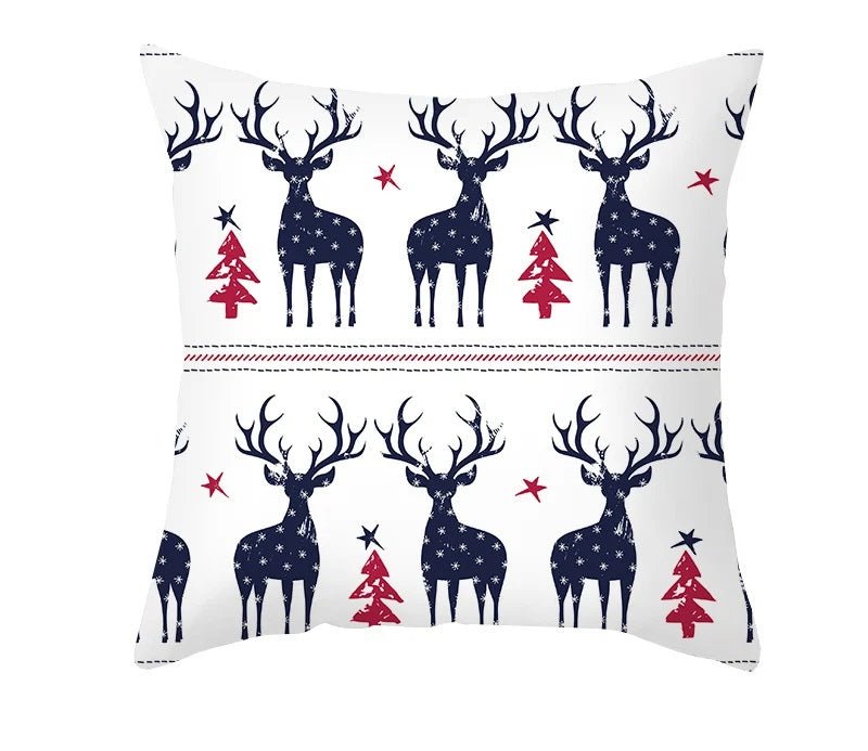 Lisslune | Christmas Cushion Cover – Festive Santa & Elk Design for Holiday Decor & Perfect New Year Gift
