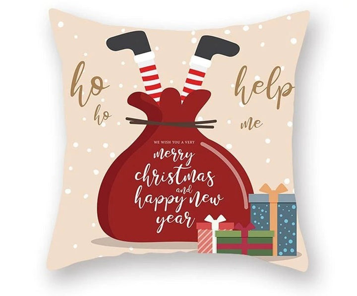Lisslune | Christmas Cushion Cover – Festive Santa & Elk Design for Holiday Decor & Perfect New Year Gift