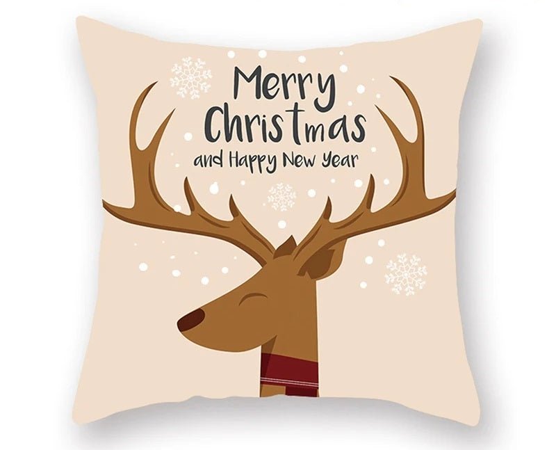 Lisslune | Christmas Cushion Cover – Festive Santa & Elk Design for Holiday Decor & Perfect New Year Gift