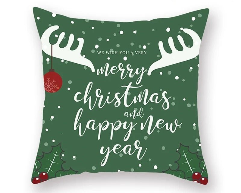 Lisslune | Christmas Cushion Cover – Festive Santa & Elk Design for Holiday Decor & Perfect New Year Gift