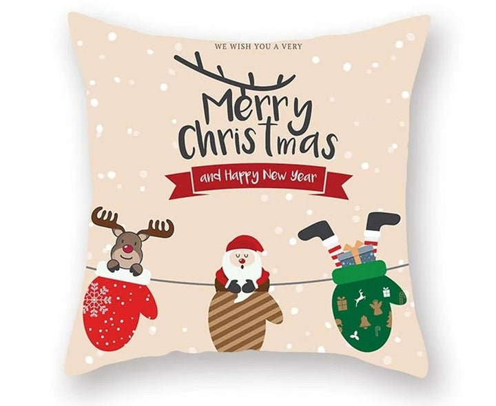 Lisslune | Christmas Cushion Cover – Festive Santa & Elk Design for Holiday Decor & Perfect New Year Gift