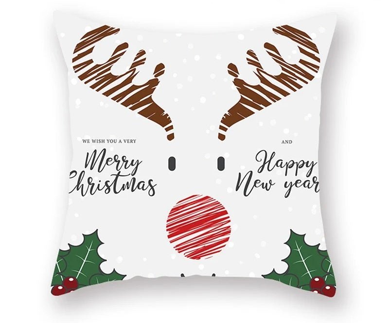 Lisslune | Christmas Cushion Cover – Festive Santa & Elk Design for Holiday Decor & Perfect New Year Gift