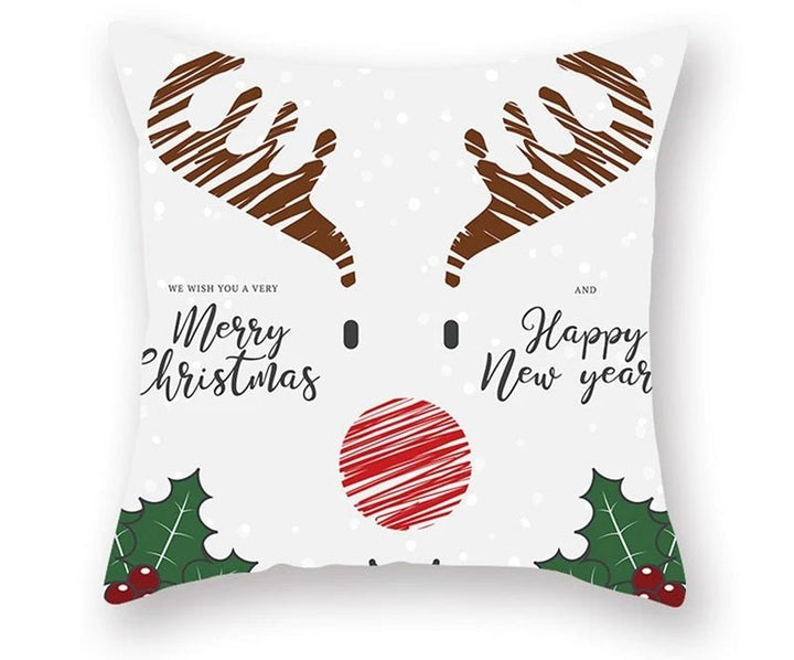Lisslune | Christmas Cushion Cover – Festive Santa & Elk Design for Holiday Decor & Perfect New Year Gift