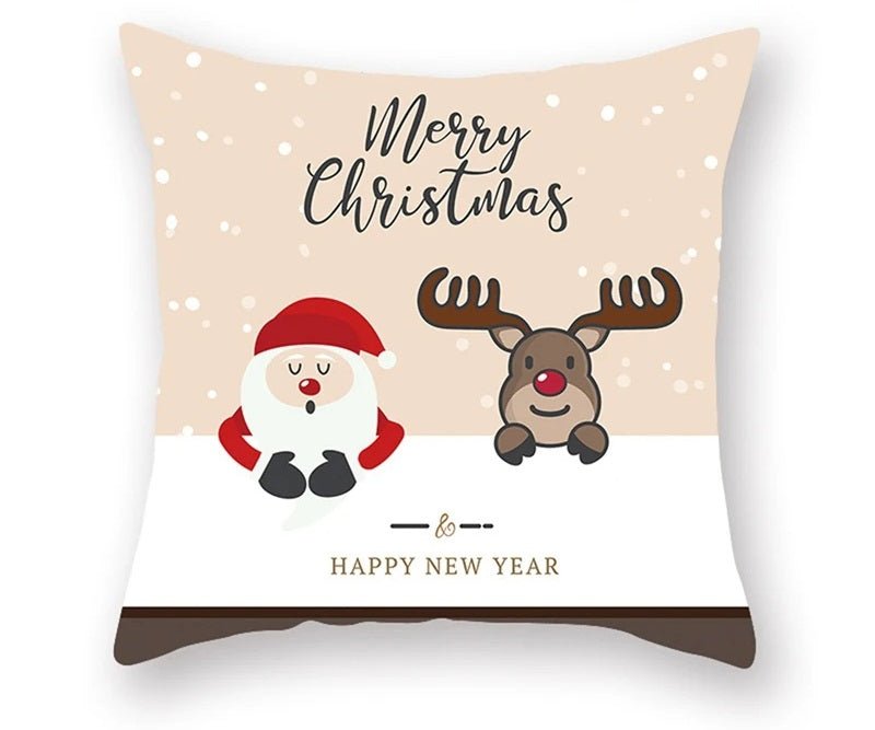 Lisslune | Christmas Cushion Cover – Festive Santa & Elk Design for Holiday Decor & Perfect New Year Gift