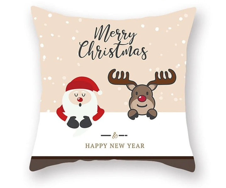 Lisslune | Christmas Cushion Cover – Festive Santa & Elk Design for Holiday Decor & Perfect New Year Gift