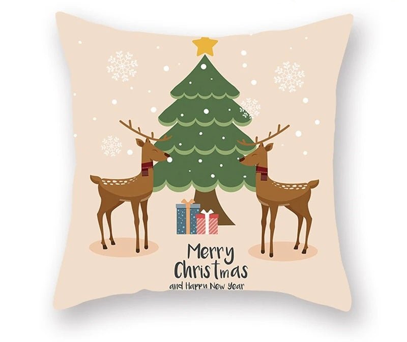 Lisslune | Christmas Cushion Cover – Festive Santa & Elk Design for Holiday Decor & Perfect New Year Gift
