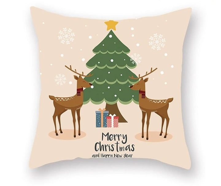 Lisslune | Christmas Cushion Cover – Festive Santa & Elk Design for Holiday Decor & Perfect New Year Gift