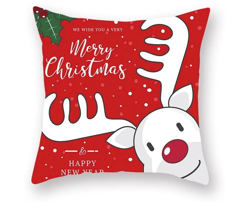 Lisslune | Christmas Cushion Cover – Festive Santa & Elk Design for Holiday Decor & Perfect New Year Gift