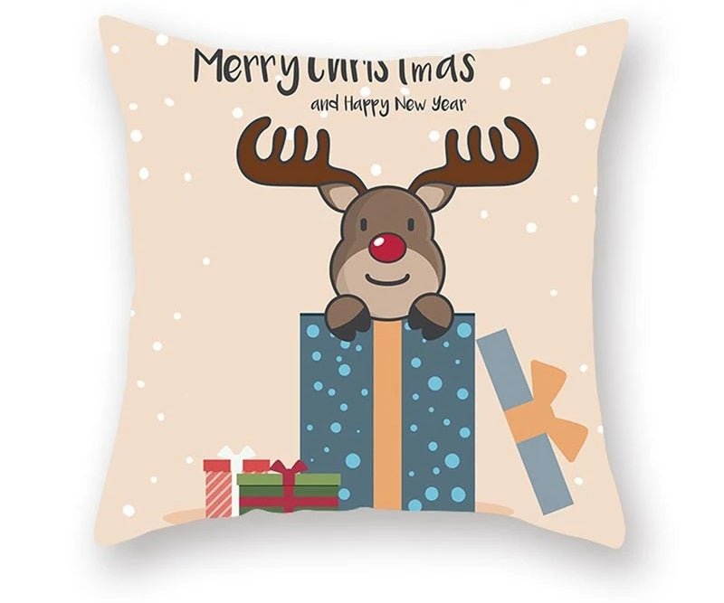 Lisslune | Christmas Cushion Cover – Festive Santa & Elk Design for Holiday Decor & Perfect New Year Gift