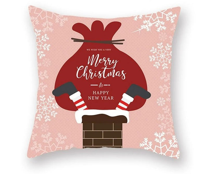 Lisslune | Christmas Cushion Cover – Festive Santa & Elk Design for Holiday Decor & Perfect New Year Gift
