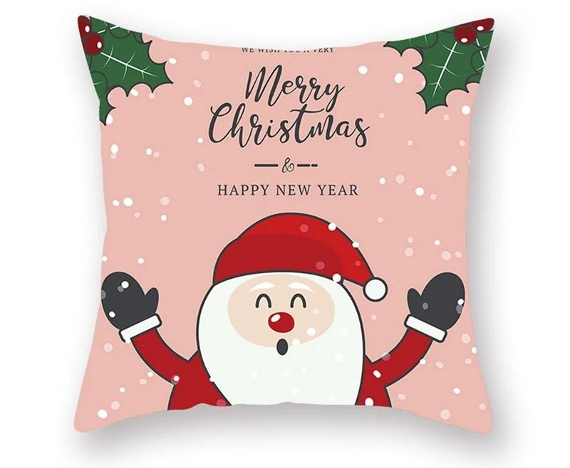 Lisslune | Christmas Cushion Cover – Festive Santa & Elk Design for Holiday Decor & Perfect New Year Gift