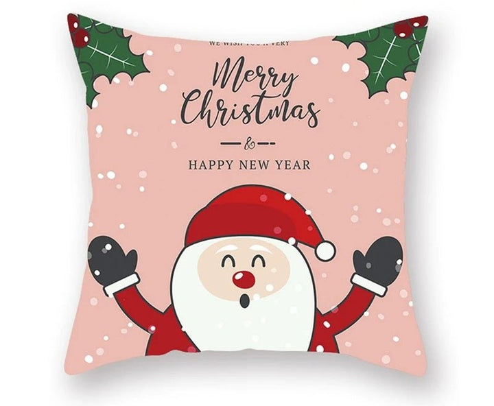 Lisslune | Christmas Cushion Cover – Festive Santa & Elk Design for Holiday Decor & Perfect New Year Gift