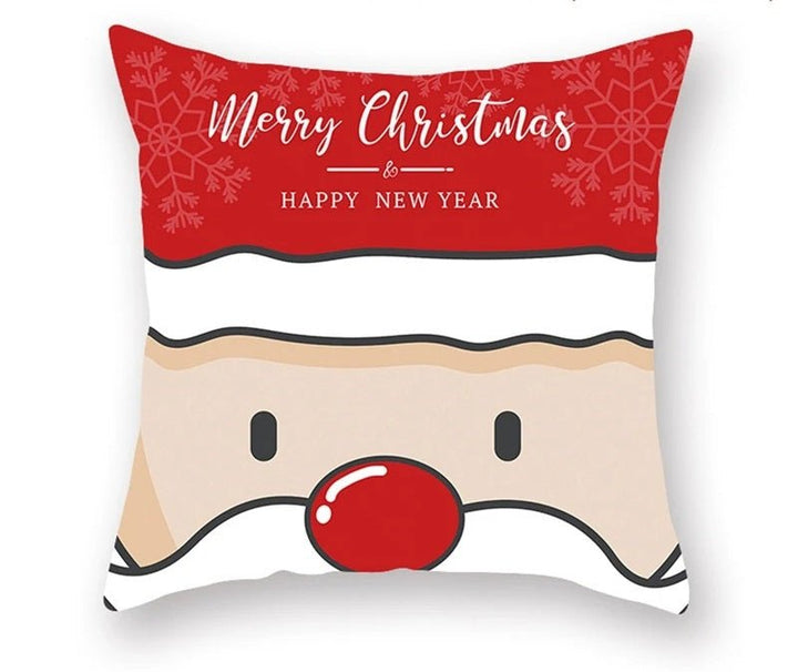 Lisslune | Christmas Cushion Cover – Festive Santa & Elk Design for Holiday Decor & Perfect New Year Gift