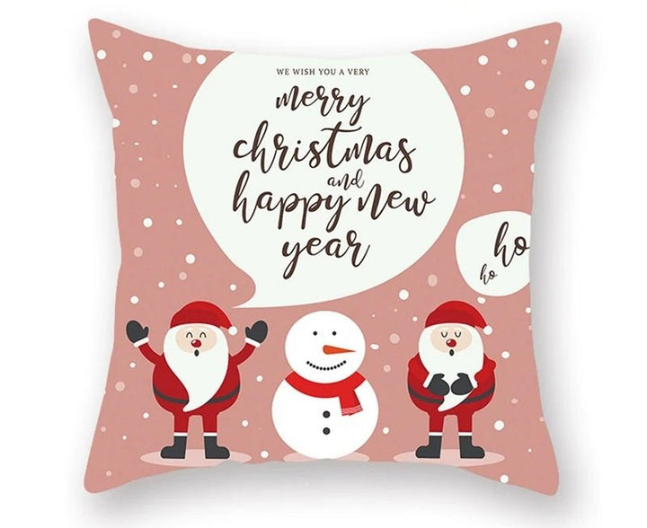 Lisslune | Christmas Cushion Cover – Festive Santa & Elk Design for Holiday Decor & Perfect New Year Gift