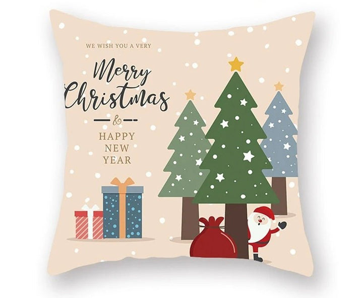 Lisslune | Christmas Cushion Cover – Festive Santa & Elk Design for Holiday Decor & Perfect New Year Gift