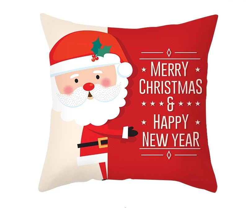Lisslune | Christmas Cushion Cover – Festive Santa & Elk Design for Holiday Decor & Perfect New Year Gift