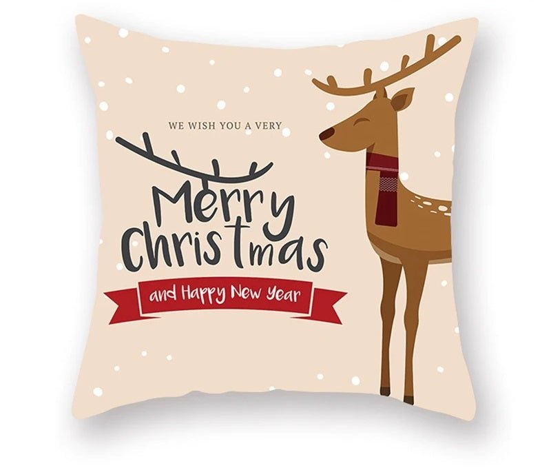 Lisslune | Christmas Cushion Cover – Festive Santa & Elk Design for Holiday Decor & Perfect New Year Gift