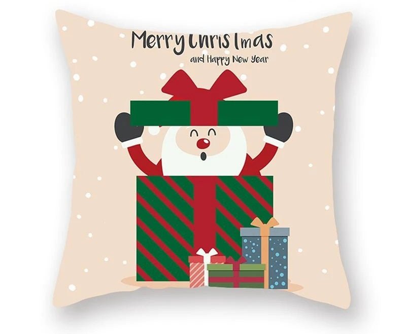 Lisslune | Christmas Cushion Cover – Festive Santa & Elk Design for Holiday Decor & Perfect New Year Gift