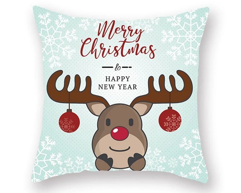 Lisslune | Christmas Cushion Cover – Festive Santa & Elk Design for Holiday Decor & Perfect New Year Gift