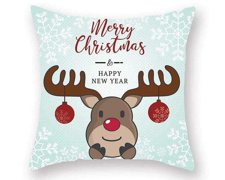 Lisslune | Christmas Cushion Cover – Festive Santa & Elk Design for Holiday Decor & Perfect New Year Gift