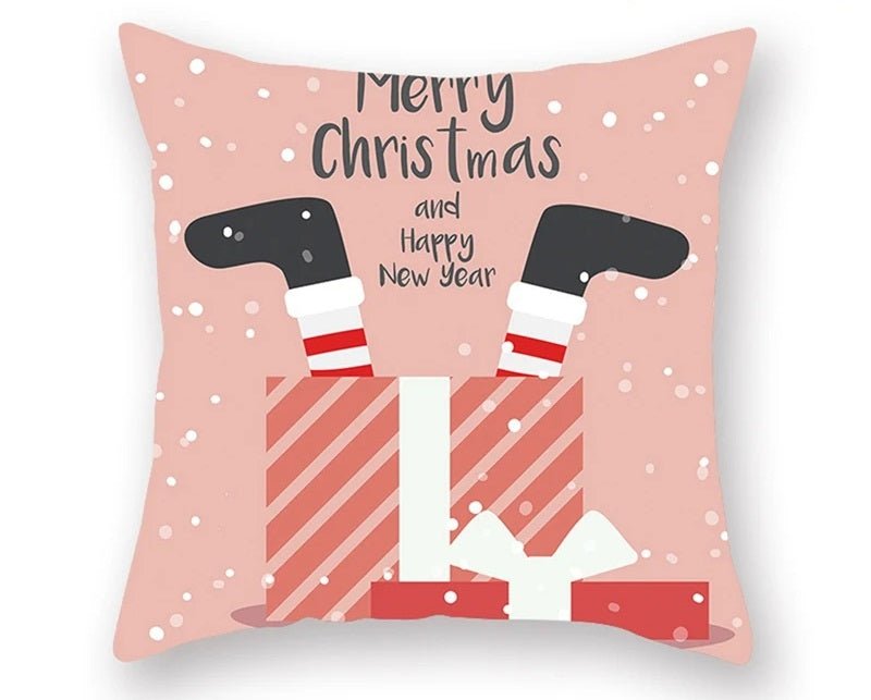 Lisslune | Christmas Cushion Cover – Festive Santa & Elk Design for Holiday Decor & Perfect New Year Gift