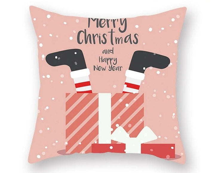 Lisslune | Christmas Cushion Cover – Festive Santa & Elk Design for Holiday Decor & Perfect New Year Gift
