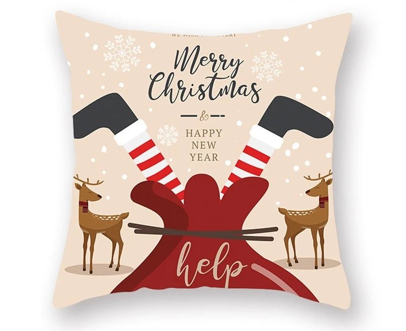 Lisslune | Christmas Cushion Cover – Festive Santa & Elk Design for Holiday Decor & Perfect New Year Gift