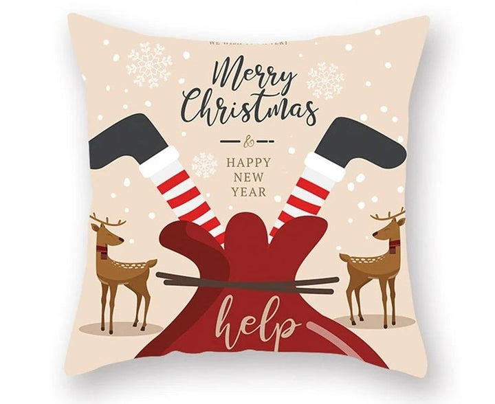 Lisslune | Christmas Cushion Cover – Festive Santa & Elk Design for Holiday Decor & Perfect New Year Gift